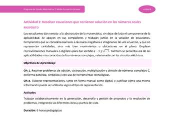 Actividad 1: Resolver ecuaciones que no tienen solución en los números reales