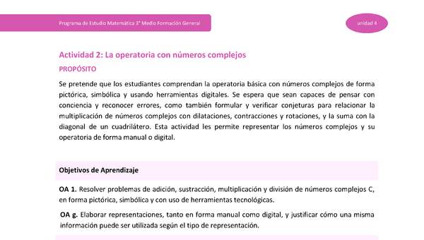 Actividad 2: La operatoria con números complejos