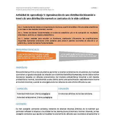 Actividad de aprendizaje 5: Aproximación de una distribución binomial a través de una distribución normal en contextos de la vida cotidiana