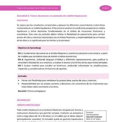 Actividad 2: Tomar decisiones en contexto de crédito hipotecario