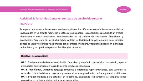 Actividad 2: Tomar decisiones en contexto de crédito hipotecario