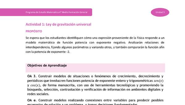 Actividad 1: Ley de gravitación universal