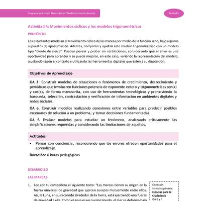 Actividad 4: Movimientos cíclicos y los modelos trigonométricos