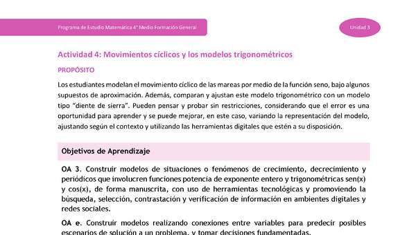 Actividad 4: Movimientos cíclicos y los modelos trigonométricos