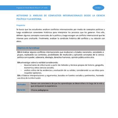 Actividad 3: Análisis de conflictos internacionales desde la ciencia política y la historia