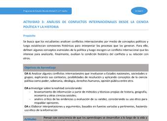 Actividad 3: Análisis de conflictos internacionales desde la ciencia política y la historia