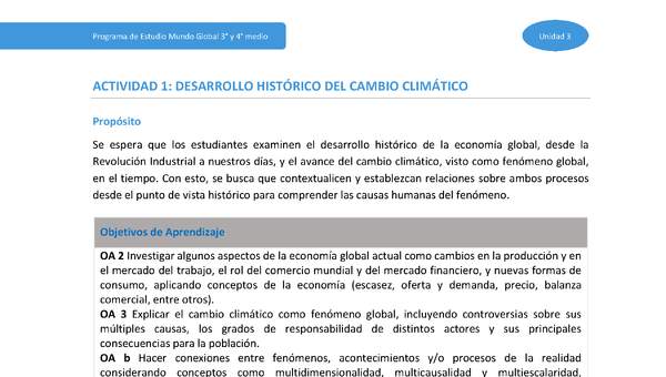 Actividad 1: Desarrollo histórico del cambio climático