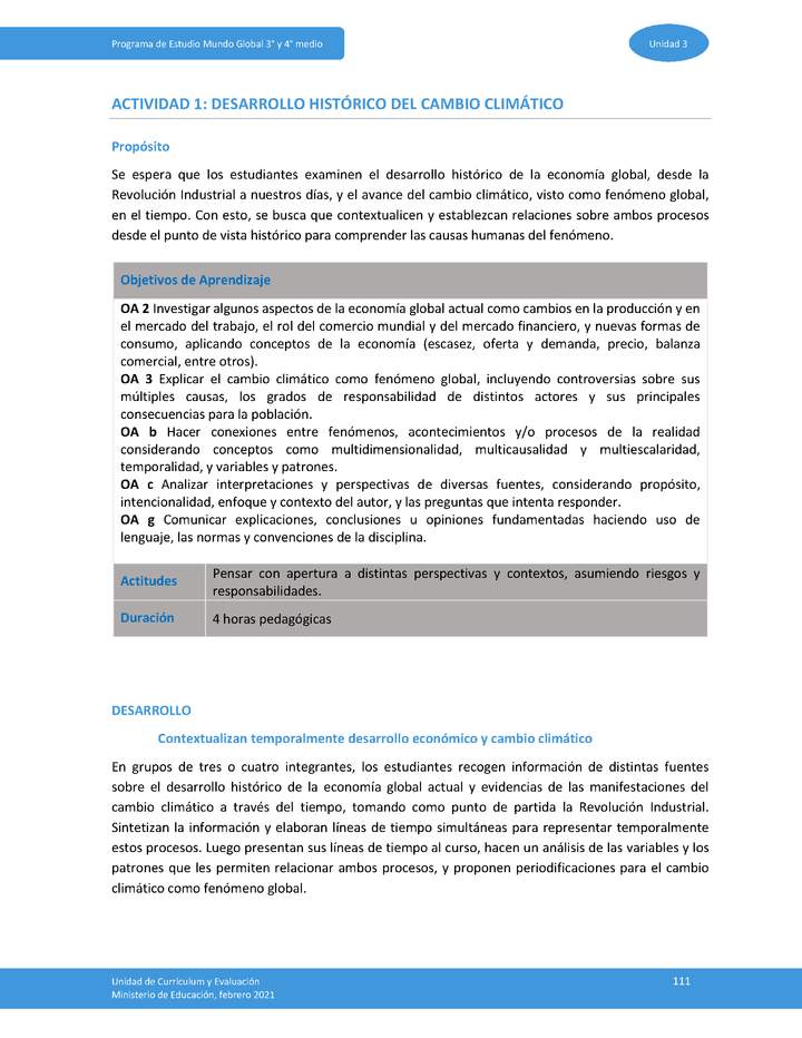 Actividad 1: Desarrollo histórico del cambio climático