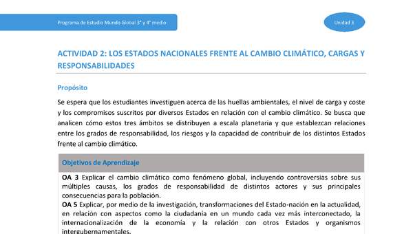 Actividad 2: Los Estados nacionales frente al cambio climático, cargas y responsabilidades