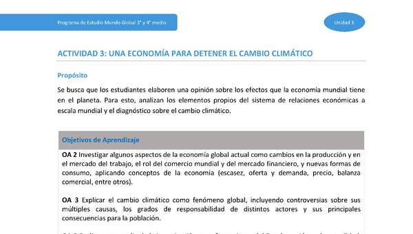 Actividad 3: Una economía para detener el cambio climático