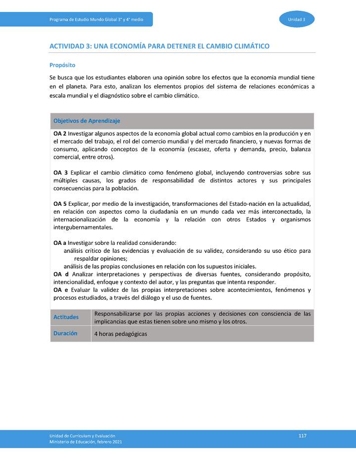 Actividad 3: Una economía para detener el cambio climático