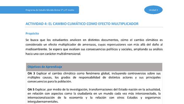 Actividad 4: El cambio climático como efecto multiplicador