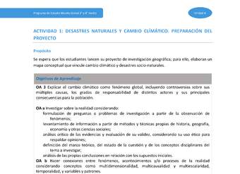 Actividad 1: Desastres naturales y cambio climático. Preparación del proyecto