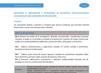 Actividad 4: Prevención y mitigación de desastres socionaturales. Ejecución de una campaña de prevención