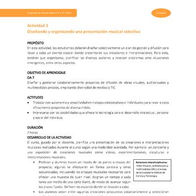 Actividad 3: Diseñando y organizando una presentación musical colectiva