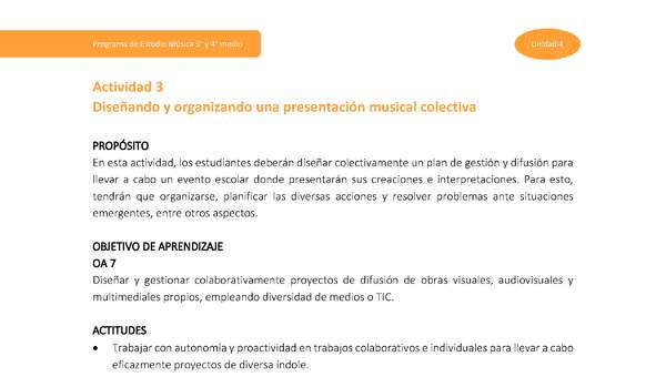Actividad 3: Diseñando y organizando una presentación musical colectiva
