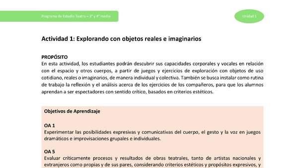 Actividad 1: Explorando con objetos reales e imaginarios