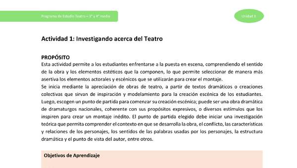 Actividad 1: Investigando acerca del Teatro