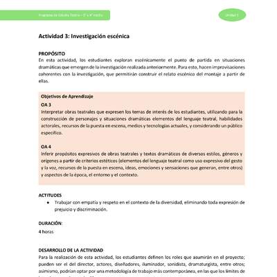 Actividad 3: Investigación escénica