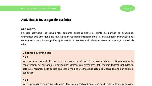 Actividad 3: Investigación escénica