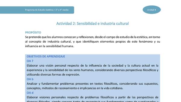 Actividad 2: Sensibilidad e industria cultural