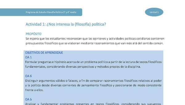 Actividad 1: ¿Nos interesa la (filosofía) política?