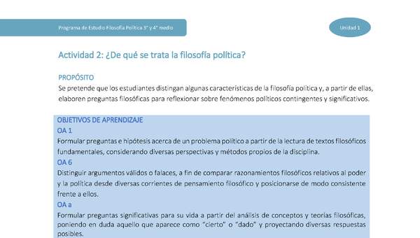 Actividad 2: ¿De qué se trata la Filosofía política?