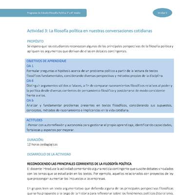 Actividad 3: La Filosofía política en nuestras conversaciones cotidianas