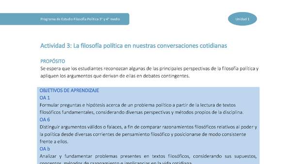 Actividad 3: La Filosofía política en nuestras conversaciones cotidianas