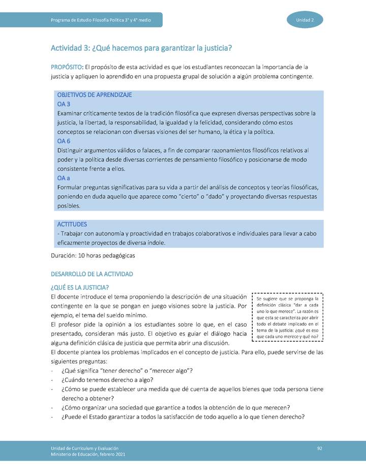 Actividad 3: ¿Qué hacemos para garantizar la justicia?