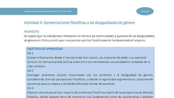 Actividad 4: Aproximaciones filosóficas a las desigualdades de género