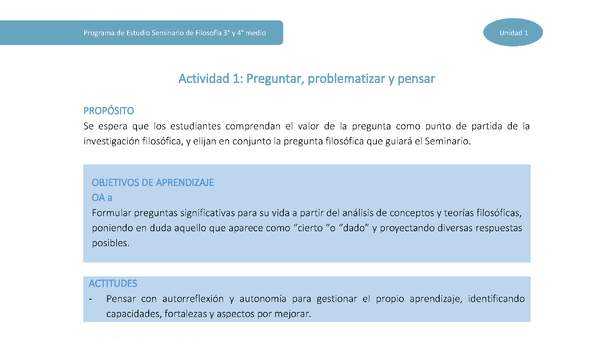 Actividad 1: Preguntar, problematizar y pensar