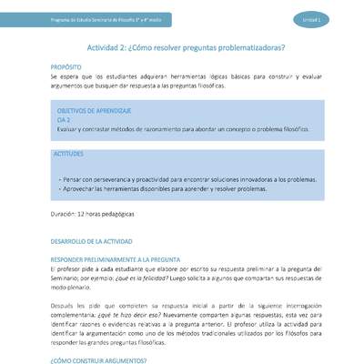 Actividad 2: ¿Cómo resolver preguntas problematizadoras?