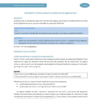 Actividad 3: ¿Cómo evaluar la validez de los argumentos?