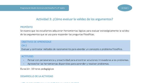 Actividad 3: ¿Cómo evaluar la validez de los argumentos?