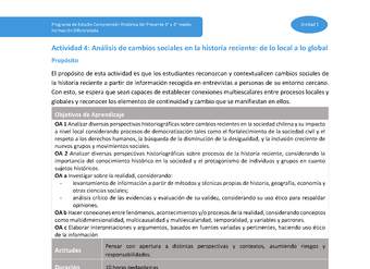 Actividad 4: Análisis de cambios sociales en la historia reciente: desde lo local a lo global