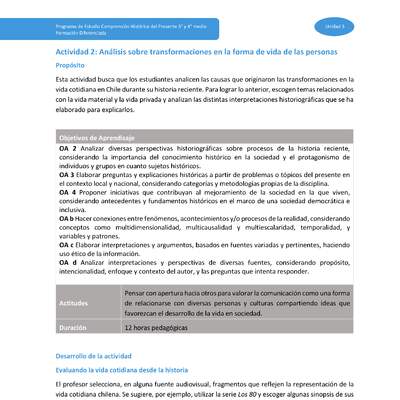 Actividad 2: Análisis sobre transformaciones en la forma de vida de las personas