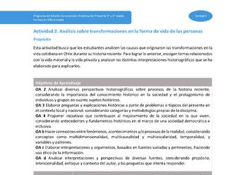 Actividad 2: Análisis sobre transformaciones en la forma de vida de las personas