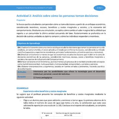 Actividad 2: Análisis sobre cómo las personas toman decisiones