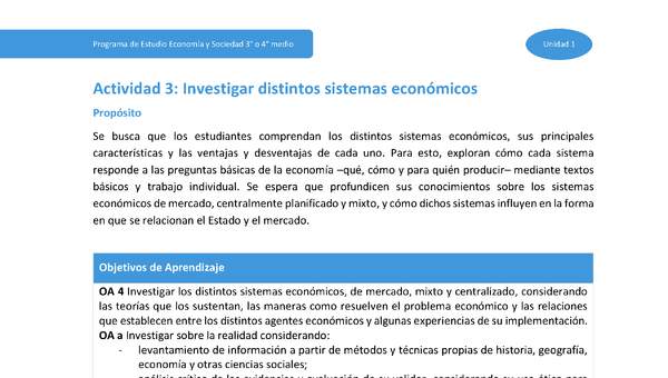 Actividad 3: Investigar distintos sistemas económicos