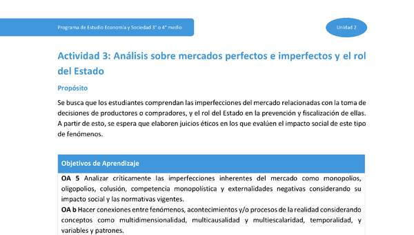 Actividad 3: Análisis sobre mercados perfectos e imperfectos y el rol del Estado