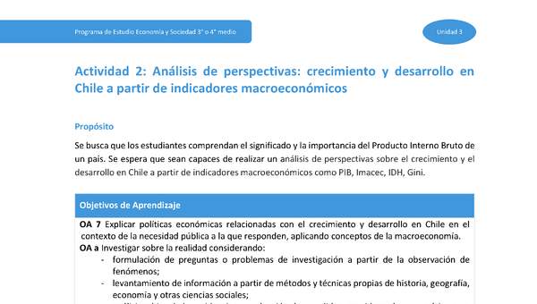 Actividad 2: Análisis de perspectivas: crecimiento y desarrollo en Chile a partir de indicadores macroeconómicos
