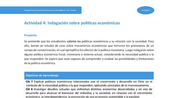 Actividad 4: Indagación sobre políticas económicas