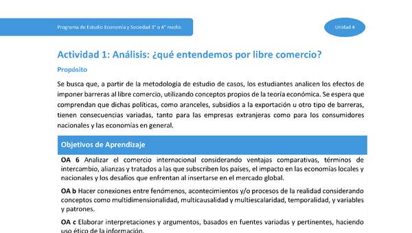 Actividad 1: Análisis: ¿qué entendemos por libre comercio?