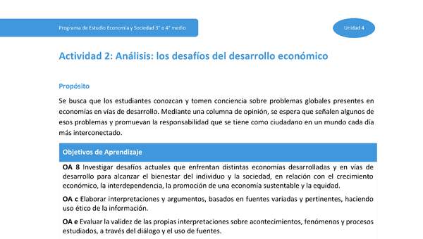 Actividad 2: Análisis: los desafíos del desarrollo económico