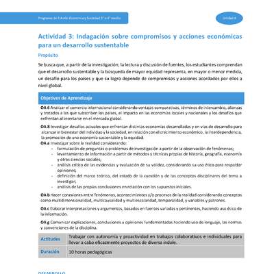 Actividad 3: Indagación sobre compromisos y acciones económicas para un desarrollo sustentable