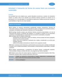 Actividad 4: Evaluación de formas de avance hacia una economía sustentable