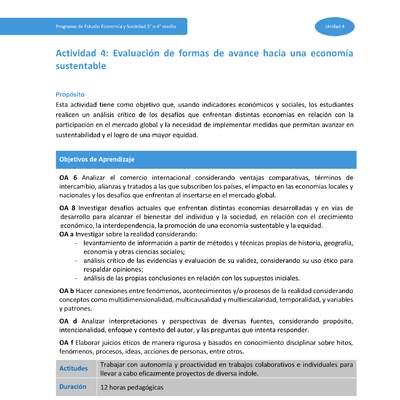 Actividad 4: Evaluación de formas de avance hacia una economía sustentable