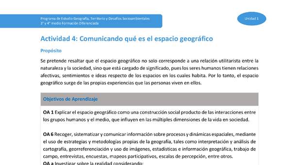 Actividad 4: Comunicando qué es el espacio geográfico