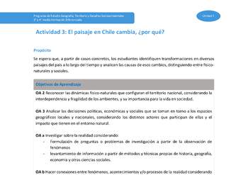 Actividad 3: El paisaje en Chile cambia ¿por qué?